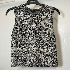 Theory Women's Sleeveless Top Black and White Digital Pattern Size P / TP